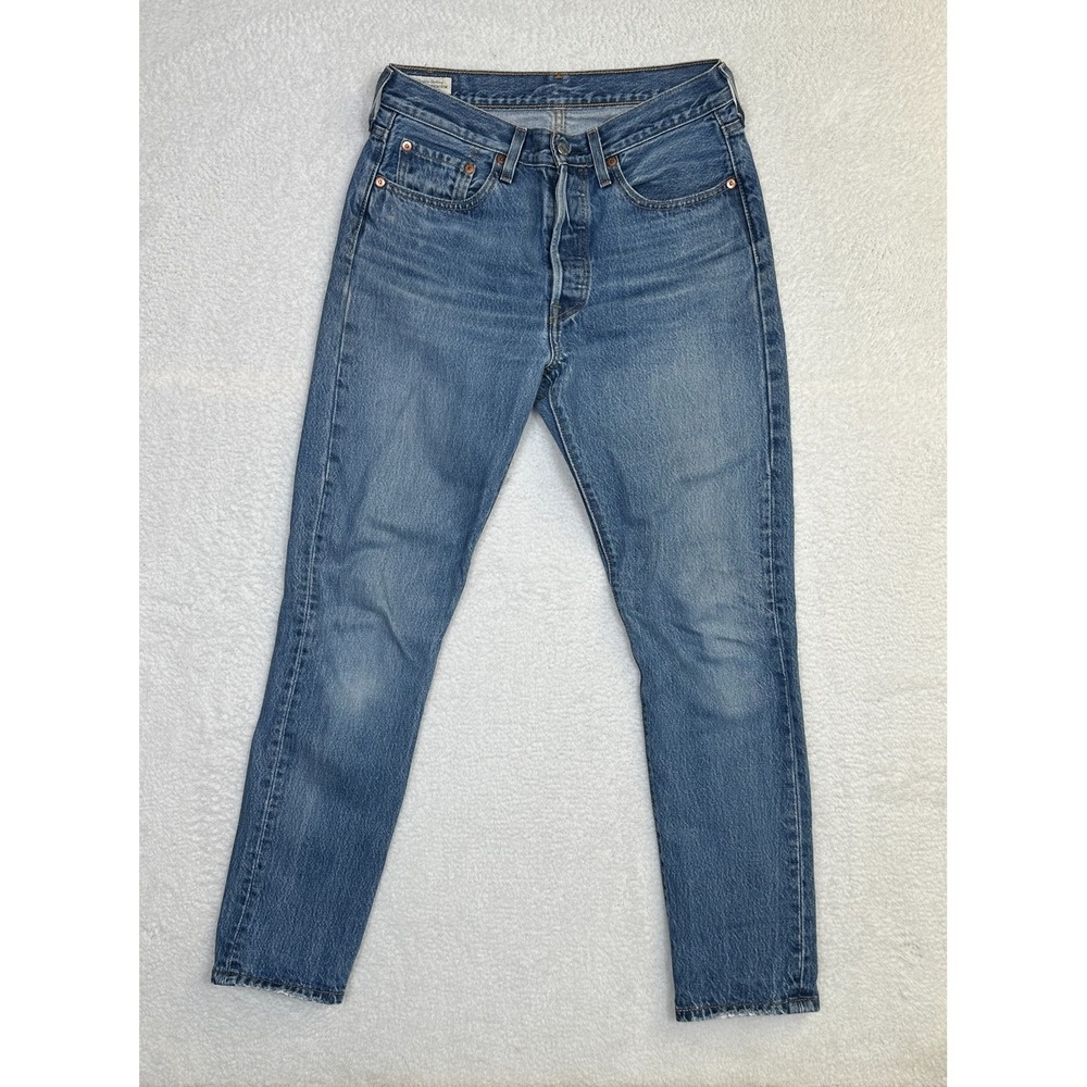 Levi's Premium 501 S Skinny Blue Jeans Women size W28 L30 Medium Wash Button Fly